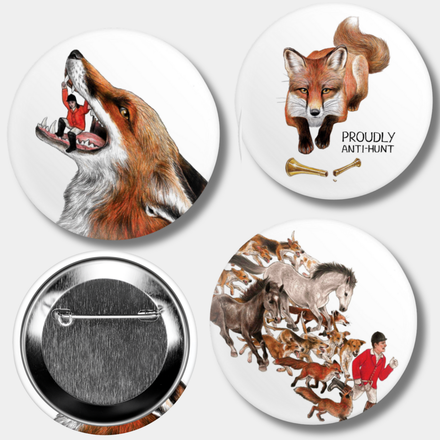Anti-hunt Pin Badge Set