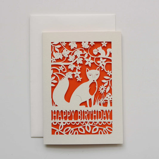 Fox A6 Laser Cut Birthday Card