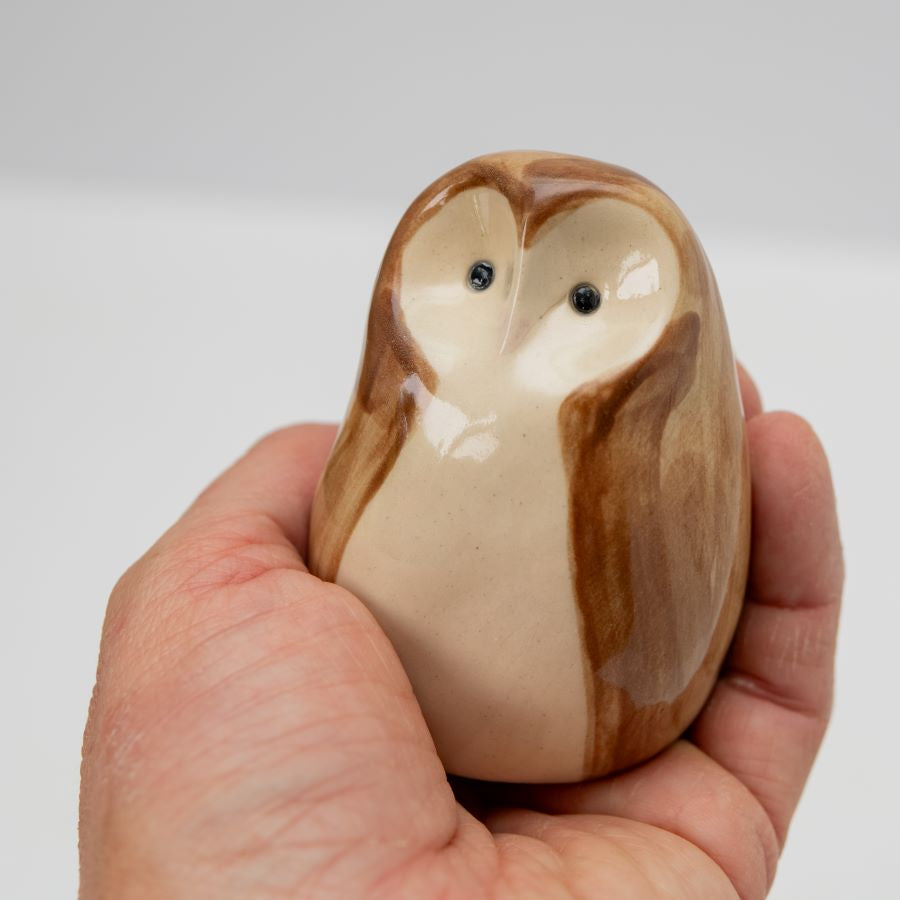 Ceramic Barn Owl Sculpture