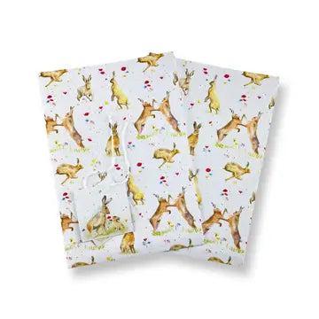 Hare recycled and recyclable wrapping paper with tags