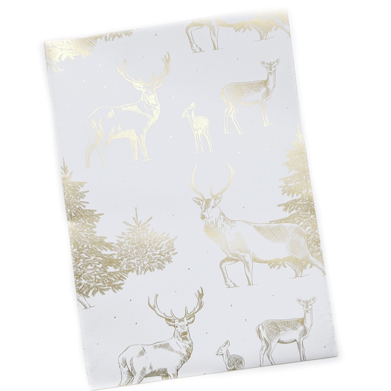 Stag and Deer Metallic Gold Recyclable Wrapping Paper