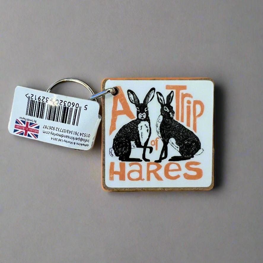 Trip of Hares Keyring