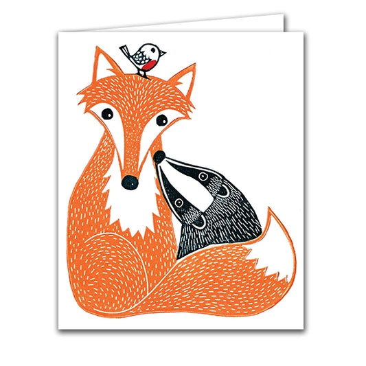 Fox, Badger and Robin Greetings Card