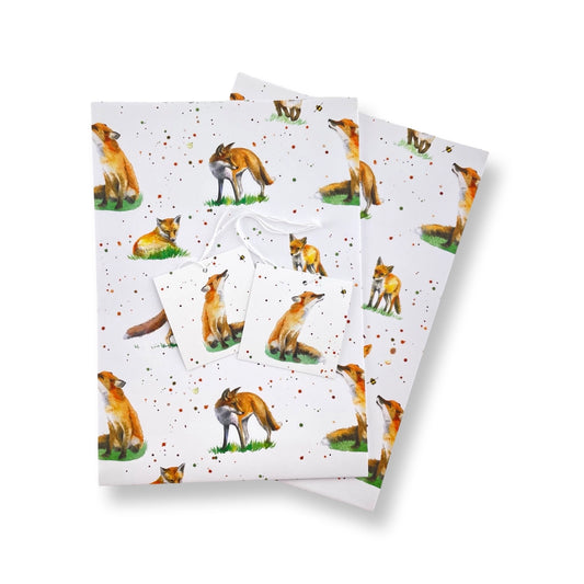 Fox Recycled and Recyclable  Wrapping Paper with Tags